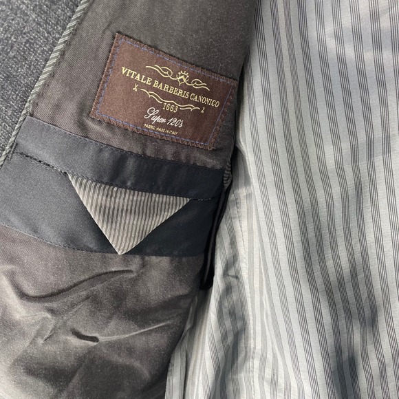 Banana Republic Glen Plaid Men 40S Wool Super 120s Double Breasted Blazer Gray - Picture 7 of 12